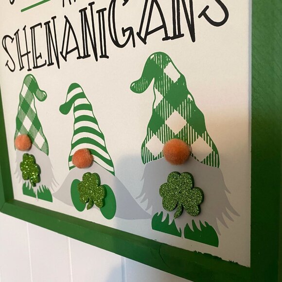 St Patricks Day Shamrocks and Shenanigans Leprechaun Gnome Wall Decor Door Decor - Picture 2 of 4